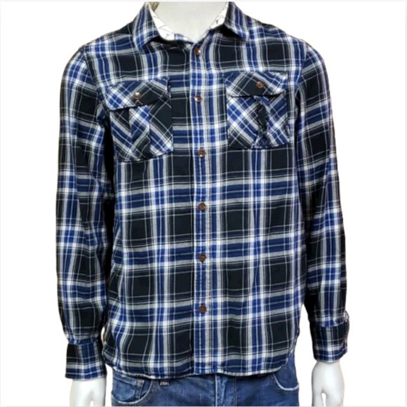 Vans Off The Wall Mens Plaid Flannel Long Sleeve Button Down Shirt Size Small - Picture 1 of 7